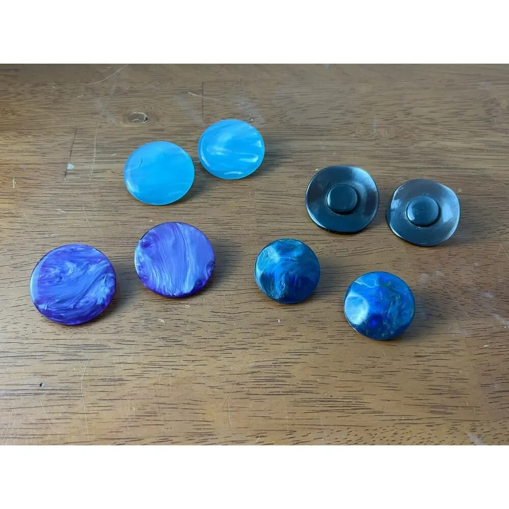VTG Celluloid Clip On Earrings Lot of 4 Retro MCM Glam